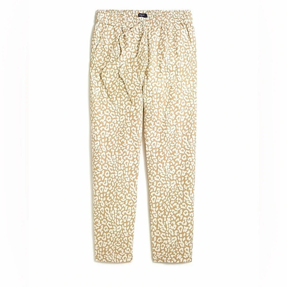 J. Crew Leopard Print Linen Blend Drawstring Pants 14 - Picture 1 of 11